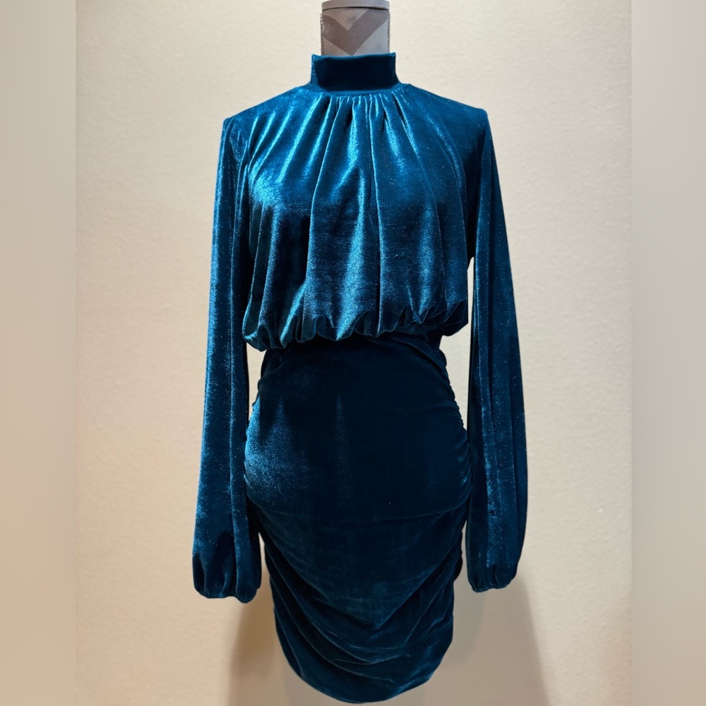 HYFVE Velvet Turquoise Skirt and Top Set, Size M